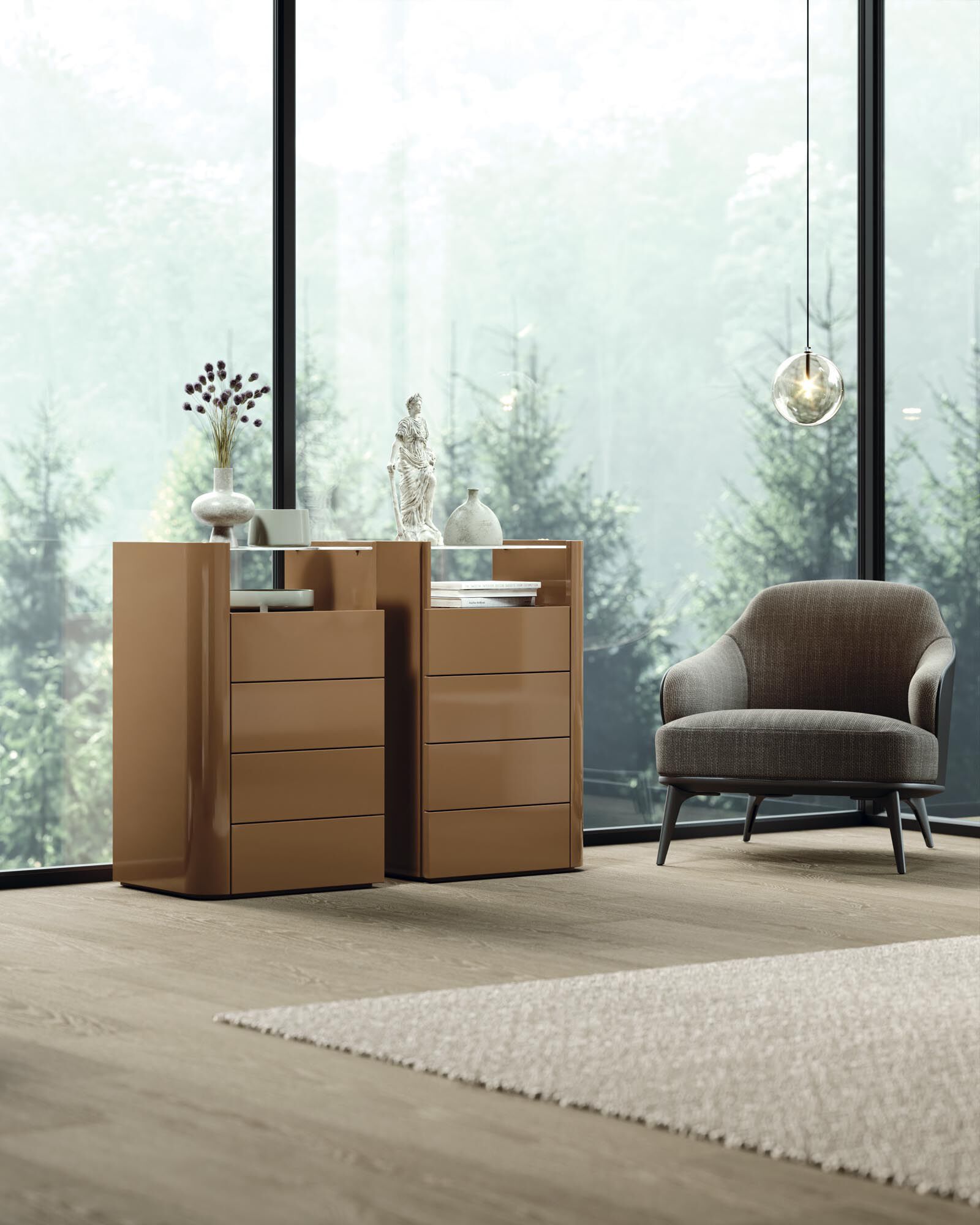 Деревянный и стеклянный комод Guzzini & Fontana Page ARCH-00082736 - Вид №1