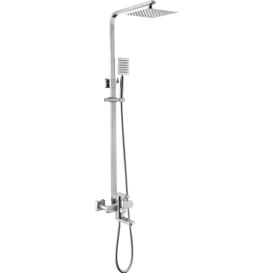 Душевая система MELANA-610307-1 Stello нерж.сталь, с тропическим душем, лейкой и смесителем - Вид №1