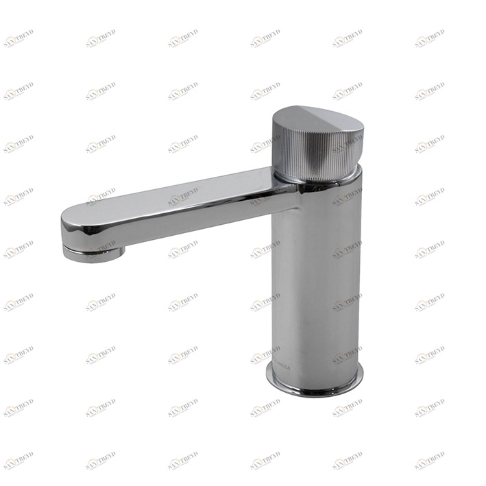 Смеситель для раковины с ребристой ручкой и керамическим картриджем Ø25 мм, шланги 500 мм 3/8 дюйма. Расход 5,68 л / мин при 3 барах  Tono NOKEN 100184752  CHROME 