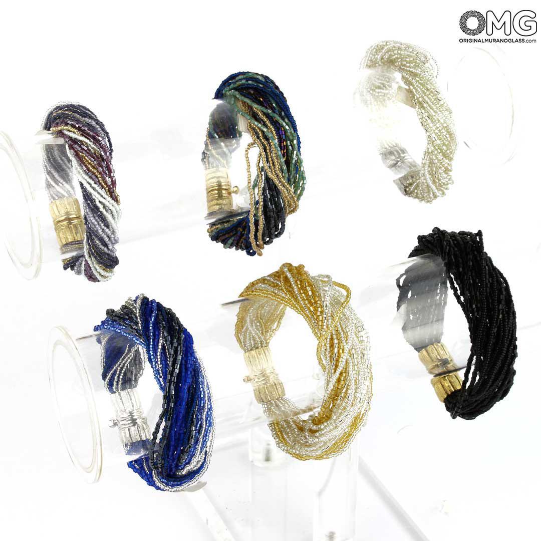 3699 ORIGINALMURANOGLASS Золотистый многониточный браслет - муранское стекло OMG 18 см  - Вид №1