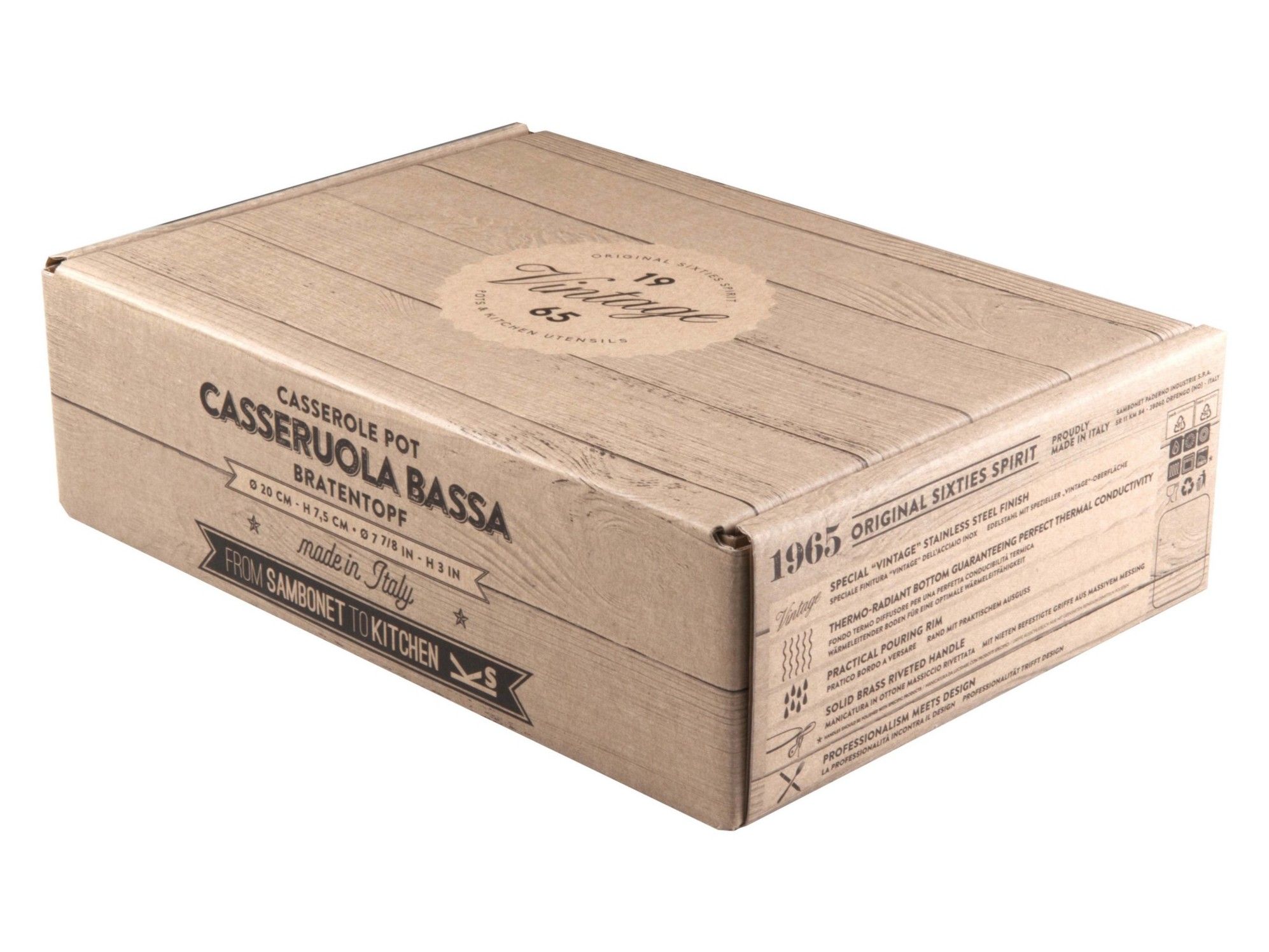 Кастрюля из нержавеющей стали с крышкой Sambonet 1965 Винтаж ARCH-00143986 - Вид №7