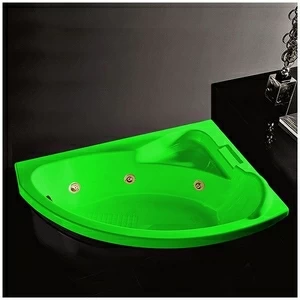 Ванна Gruppo tressee Syria V6557-DX-ZEZ зелёная с  золотой фурнитурой и гидромассажем угловая встроенная правая