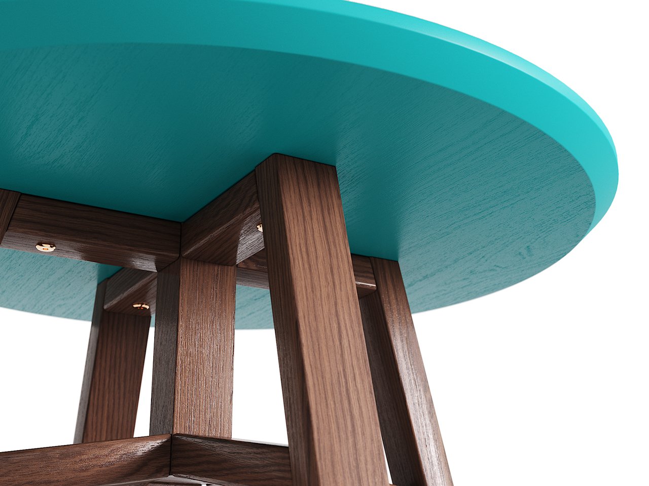 Приставной столик круглый дуб тобакко, бирюзовый 55 см Mack THE IDEA  210075 Коричневый  - Вид №1