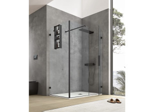 Стеклянная угловая душевая кабина с распашной дверью