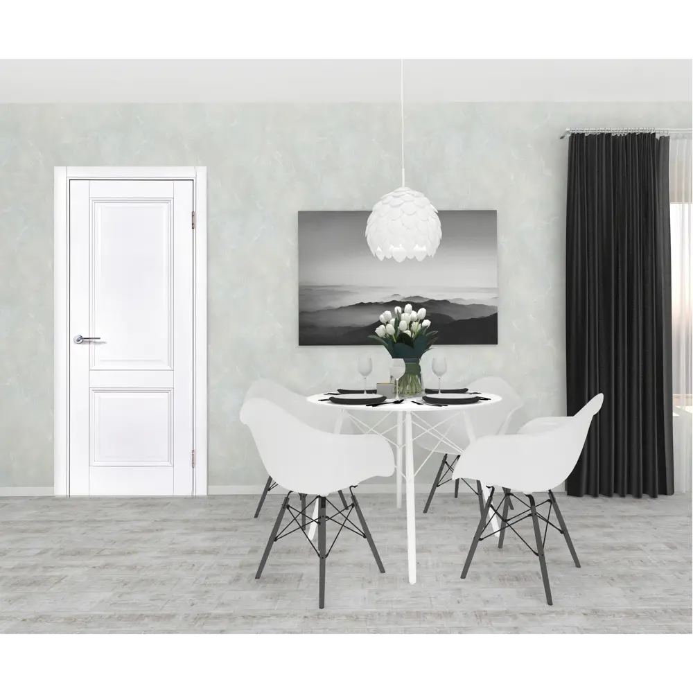 Комплект двери Палермо глухая 90x200 см полипропилен цвет аляска с добором 150 мм PORTIKA STLM-2033847 - Вид №1