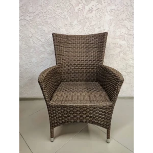 91024334 Кресло садовое Calamusdon Кипр 67x65x90 см искусственный ротанг дуб коричневый STLM-1339425