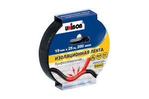 16521193 Изолента ПВХ 19 мм х 25 м, черная, 200 мкм 211753 Unibob