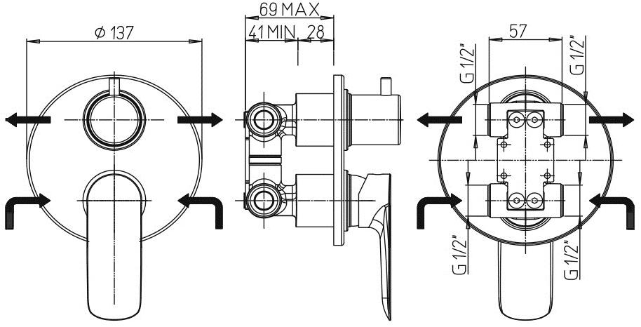 Paini Nove 09PZ6911 смеситель для душа  - Вид №3