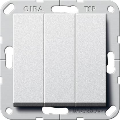 284426 Выключатель трехклавишный 10A 250V алюминий Gira System 55