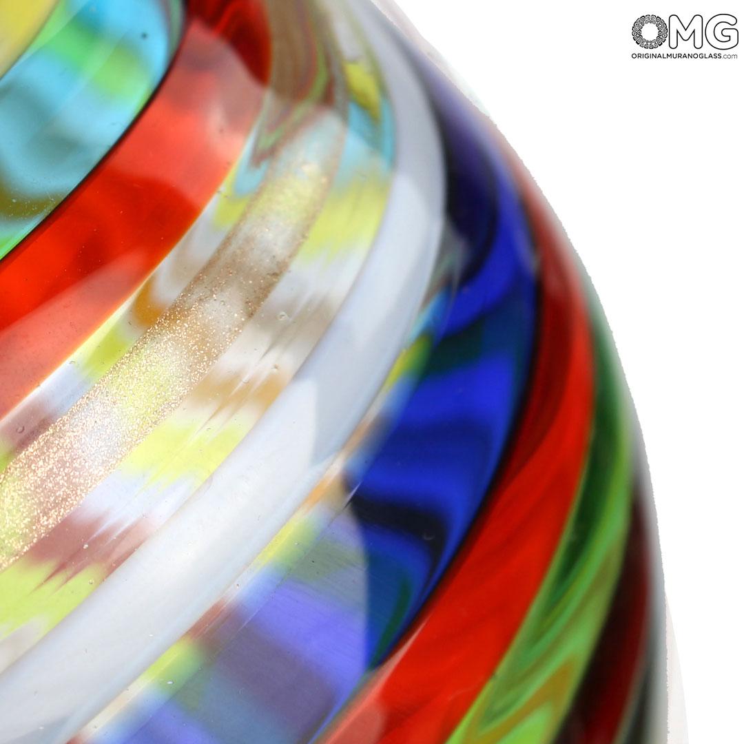 4332 ORIGINALMURANOGLASS Ваза Круговорот жизни в разноцветную полоску - Муранское стекло OMG 11 см  - Вид №1