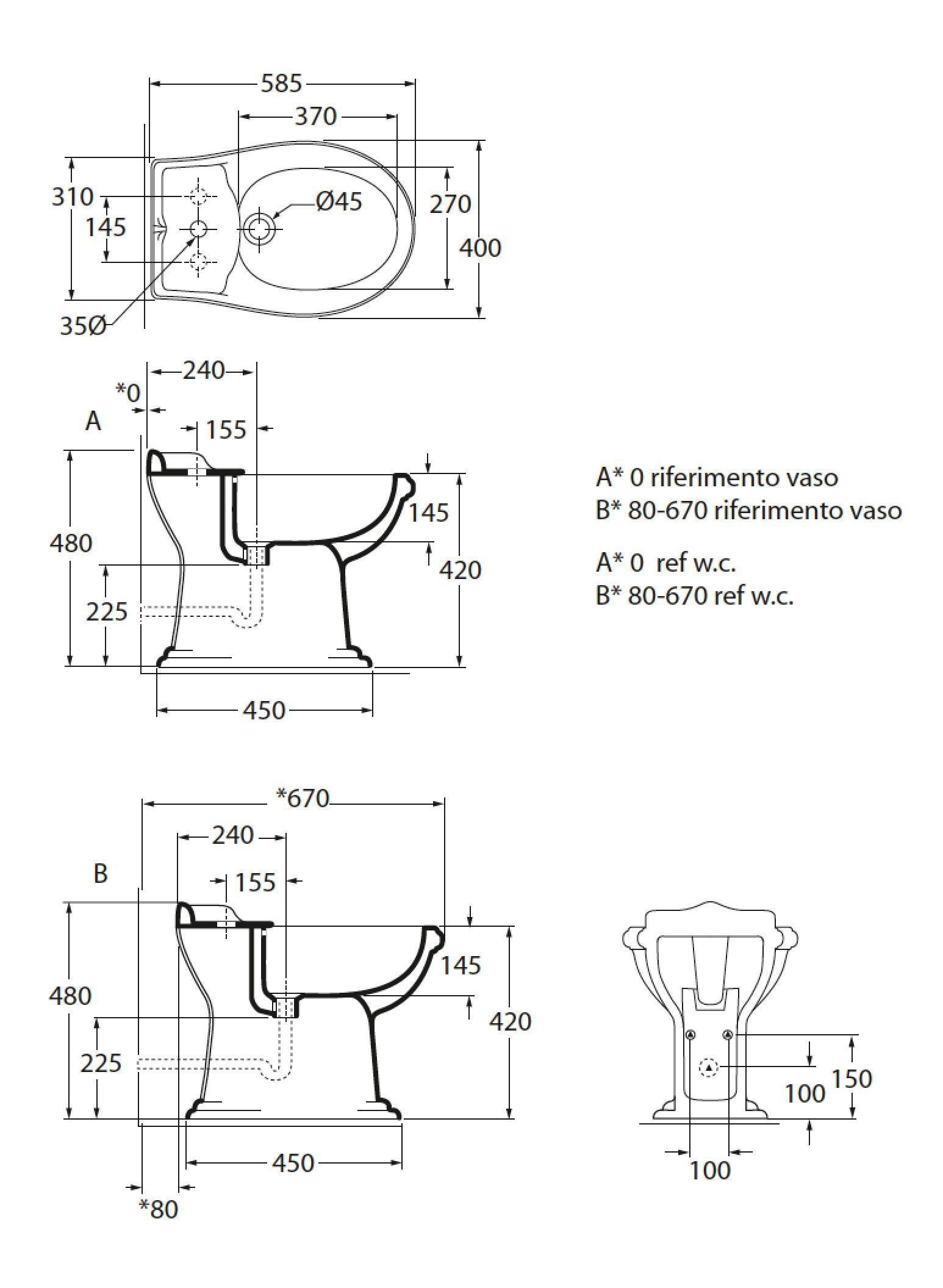 Напольное керамическое биде с переливом Park Avenue Crown ARCH-00094509 - Вид №1