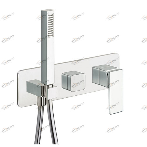 CRIQS603 Внешние части смесителя для ванны и душа для CRICS100 (правая сторона) - CRICS101 (левая сторона) с переключателем на 3 выхода, ручным душем с защитой от известкового налета, гибким шлангом LONG LIFE Cristina Rubinetterie 