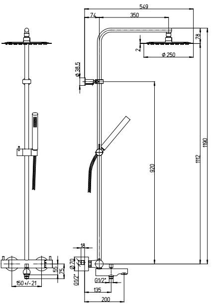 Paini Cox 78CR687TH душевая система  - Вид №2