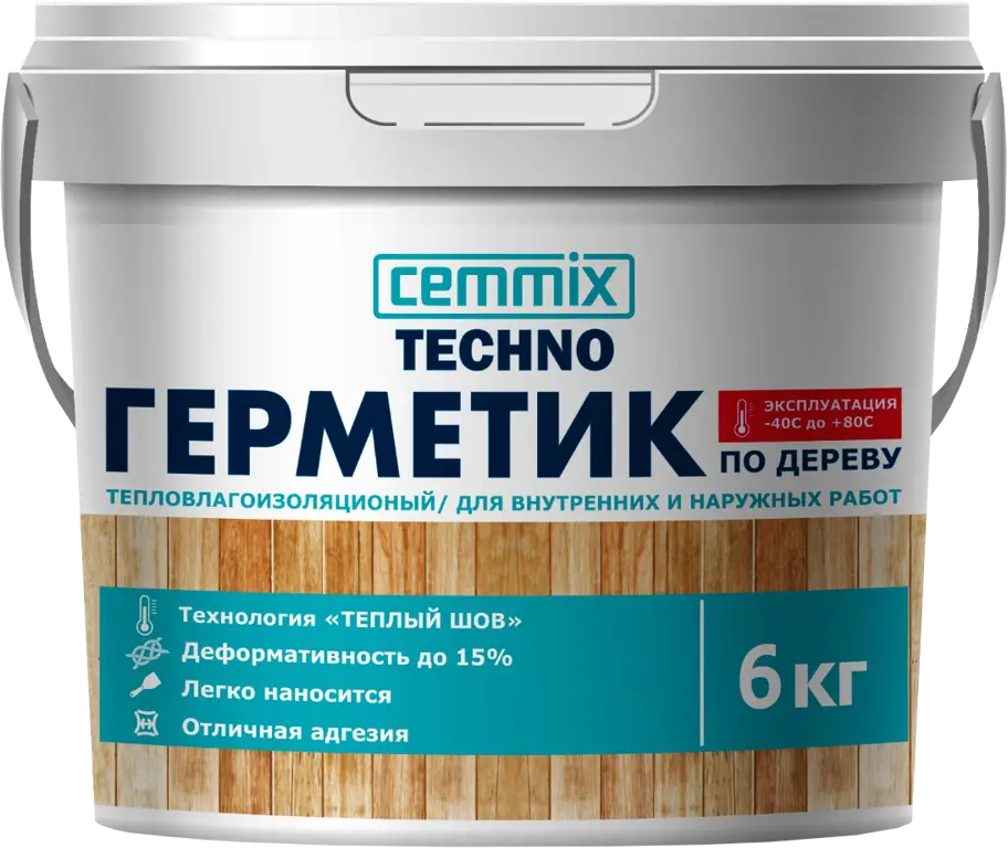 90602619 Герметик для Теплых швов Cemmix акрил для деревянных поверхностей мед ведро 6 кг STLM-0301903