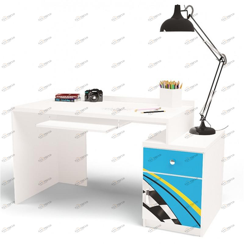 Стол модульный ABC-KING Г Тумба 400 La-Man ПРАВЫЙ голубой 4631147960221