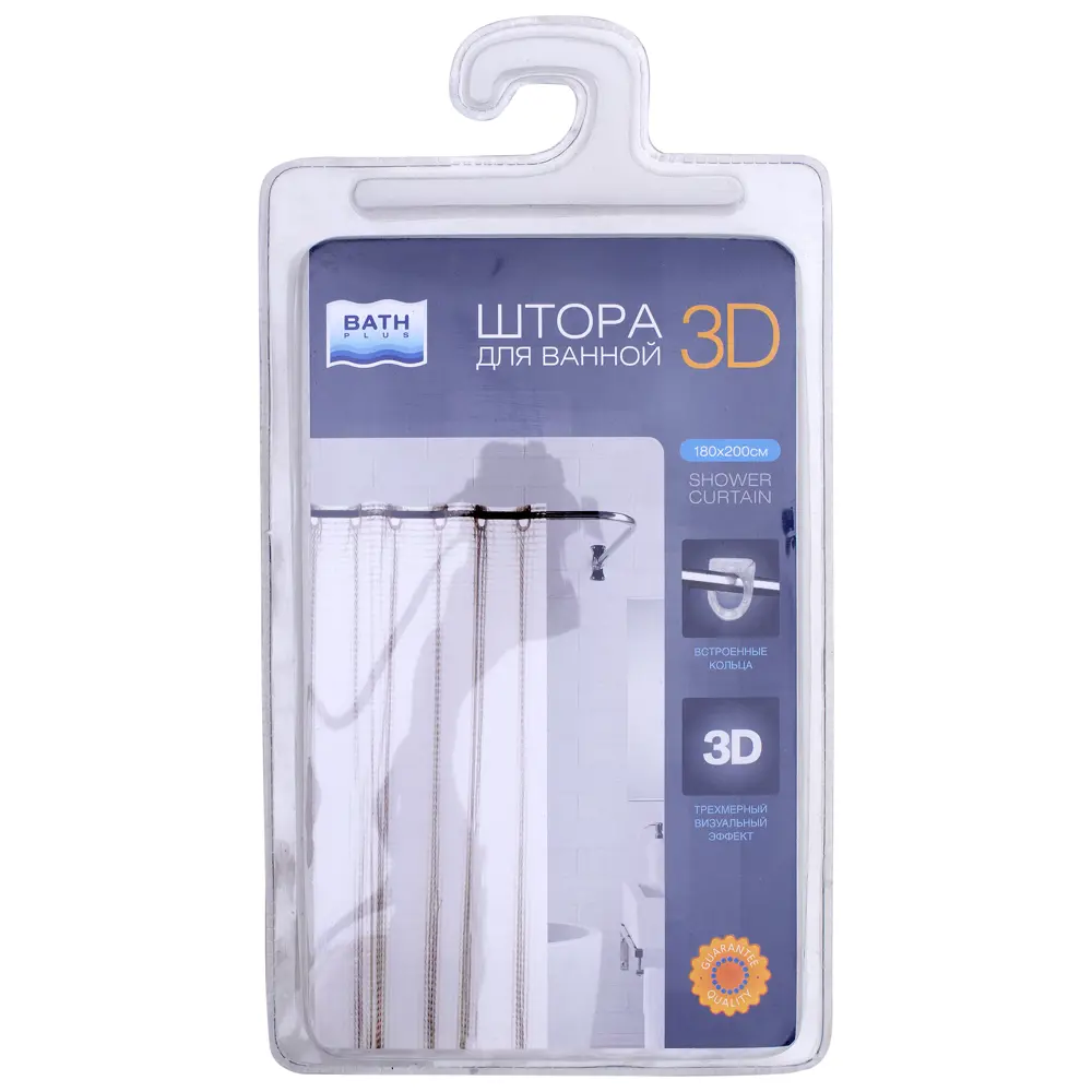 Штора для ванны, с эффектом 3D, 180х200 см, ПВХ, цвет белый BATH PLUS Без серии STLM-2073458 - Вид №1