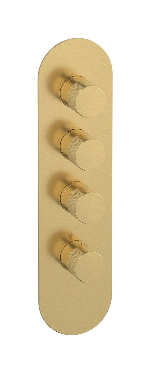 External part of thermostatic 3 ways, round plate, vertical, Vinile handle WE ARE IB eua312osnvn Brushed Gold Aqua