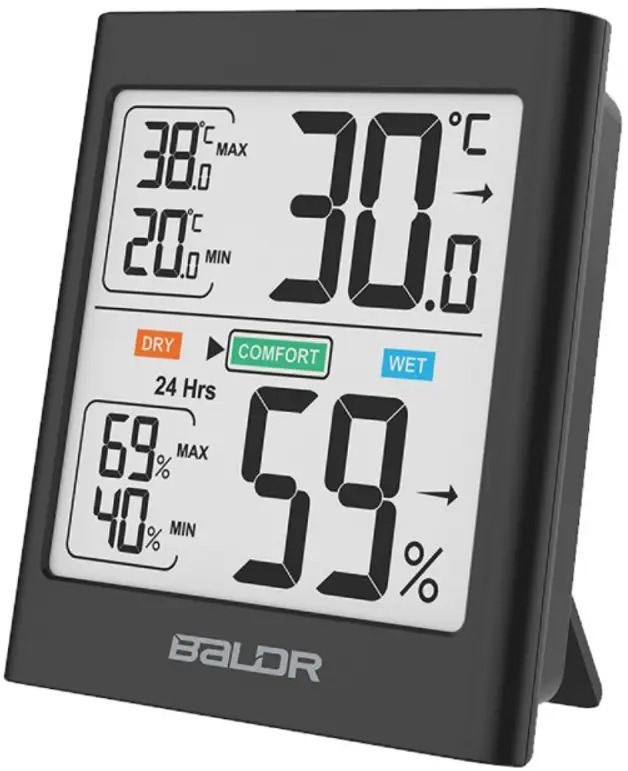 90840297 Термогигрометр цифровой Baldr B0135TH-black с внешним датчиком цвет черный STLM-0407648