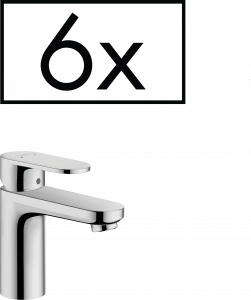 71588000 Vernis Blend Смеситель для раковины 100, однорычажный, со сливным гарнитуром, проектная упаковка (6 шт.) Hansgrohe