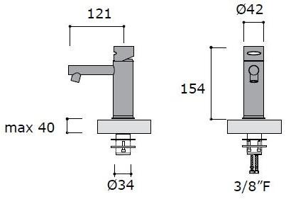 MINA Смеситель для раковины, однорычажный, настольный, из нержавеющей стали Giotto 7150 - Вид №1