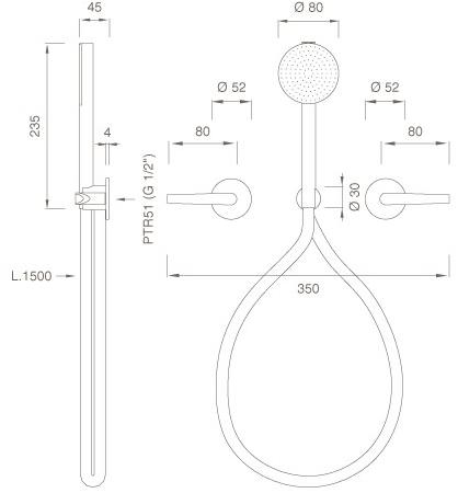 Ceadesign Настенный комплект из 2 прогрессивных смесителей для ванны / душа Flag Flg 40 h - Вид №1
