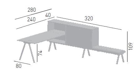 Рабочий стол со встроенной полкой и сиденьем GABER WORKSTATION 2027 SX + SEATER ARCH-00091824 - Вид №6