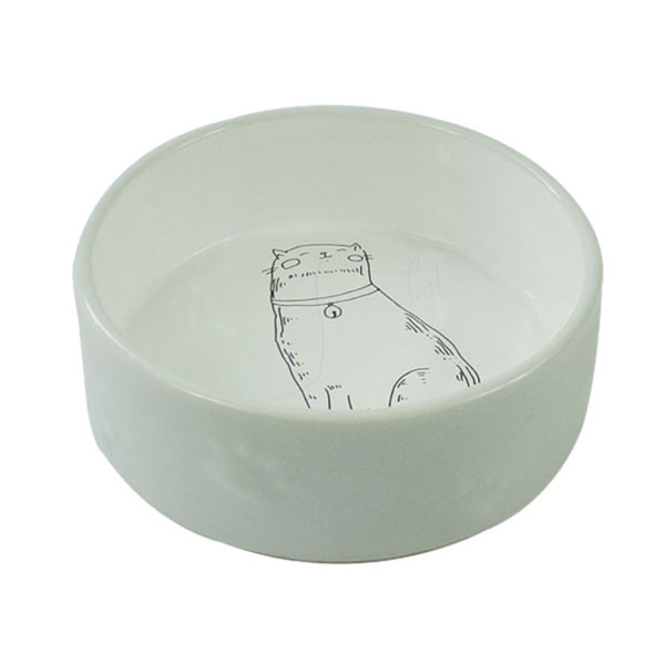 ПР0044087 Миска для животных Кот серая керамическая 12,5х4,5см 290мл Foxie 