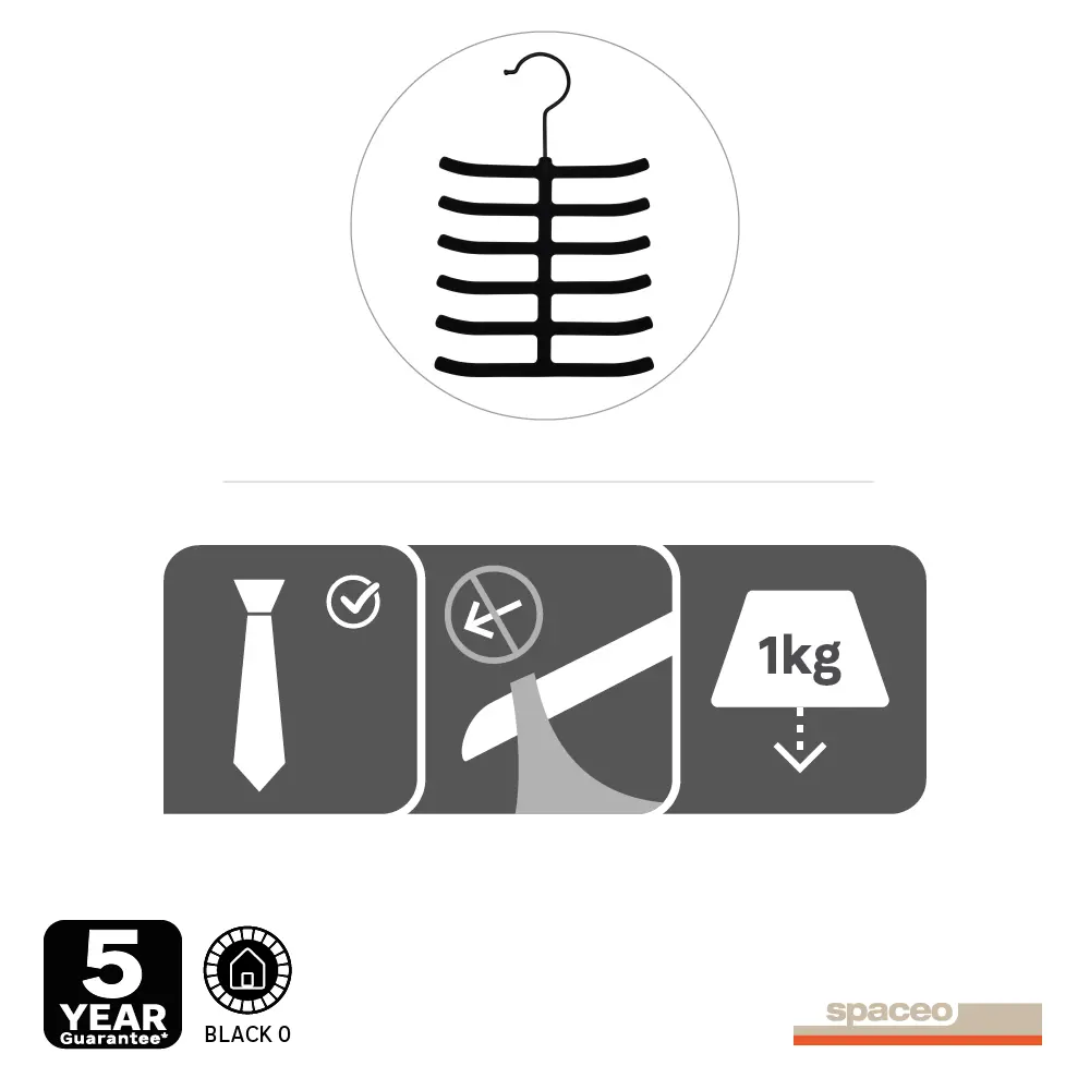 Вешалка для галстуков KONSENSA 25 см пластик цвет черный STLM-2194245 - Вид №1