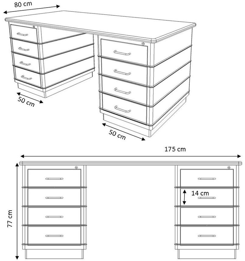 müller möbelfabrikation Стол из стали с ящиками Classic line Tb 229 - Вид №6