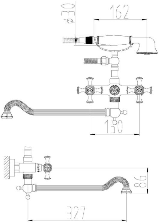Смеситель ZorG Antic A 7001WDN-BR универсальный, бронза - Вид №1