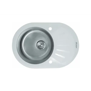 90244950 Мойка для кухни Seaman Eco Glass SMG-730W два отверстия с вентиль-автоматом цвет серебристый STLM-1321497