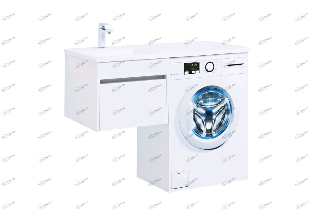 Тумба с раковиной Aquanet Токио 110 L белый (подвесная, 1 ящик) 0023691500235497