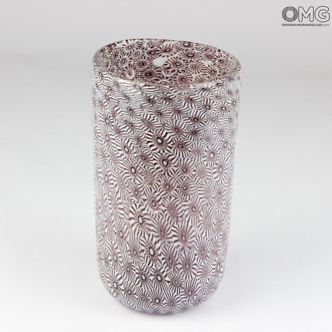 2816 ORIGINALMURANOGLASS Цилиндрическая ваза - муррины миллефиори - Original Murano Glass OMG 10 см  - Вид №1