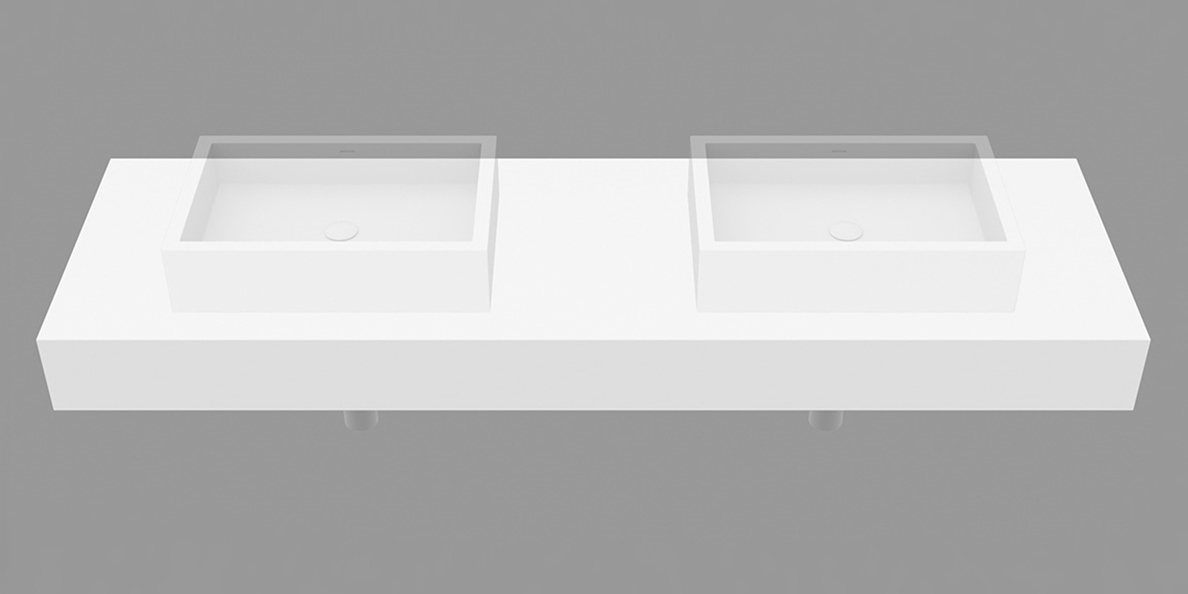 DSK200 Подвесная раковина настенная прямоугольная Dimasi System Desk белая - Вид №4