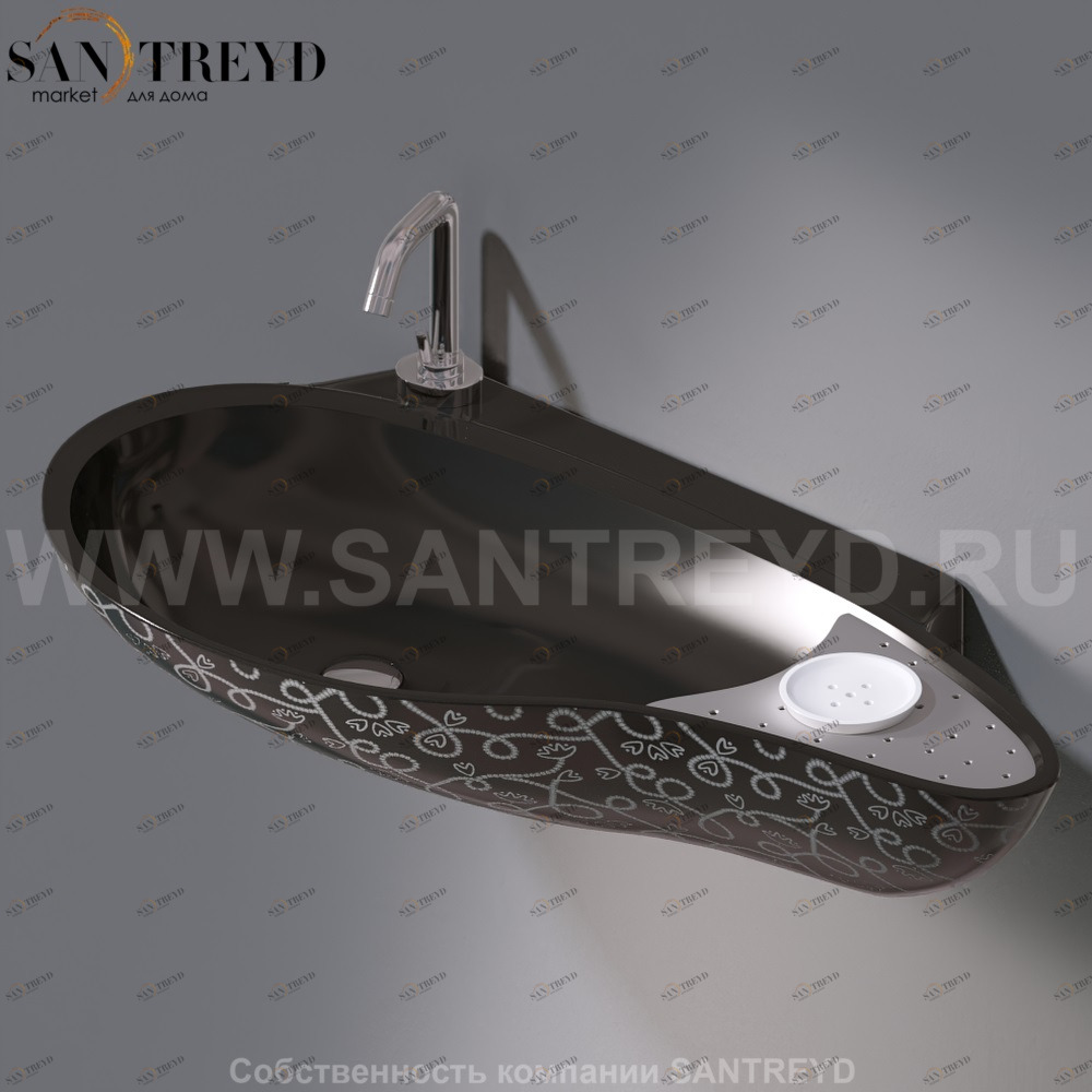 L235T0R1V4..401 Подвесная раковина настенная овальная A. e T. Italia SPOT черная AeT ITALIA ACCENT L235T0R1V4.401