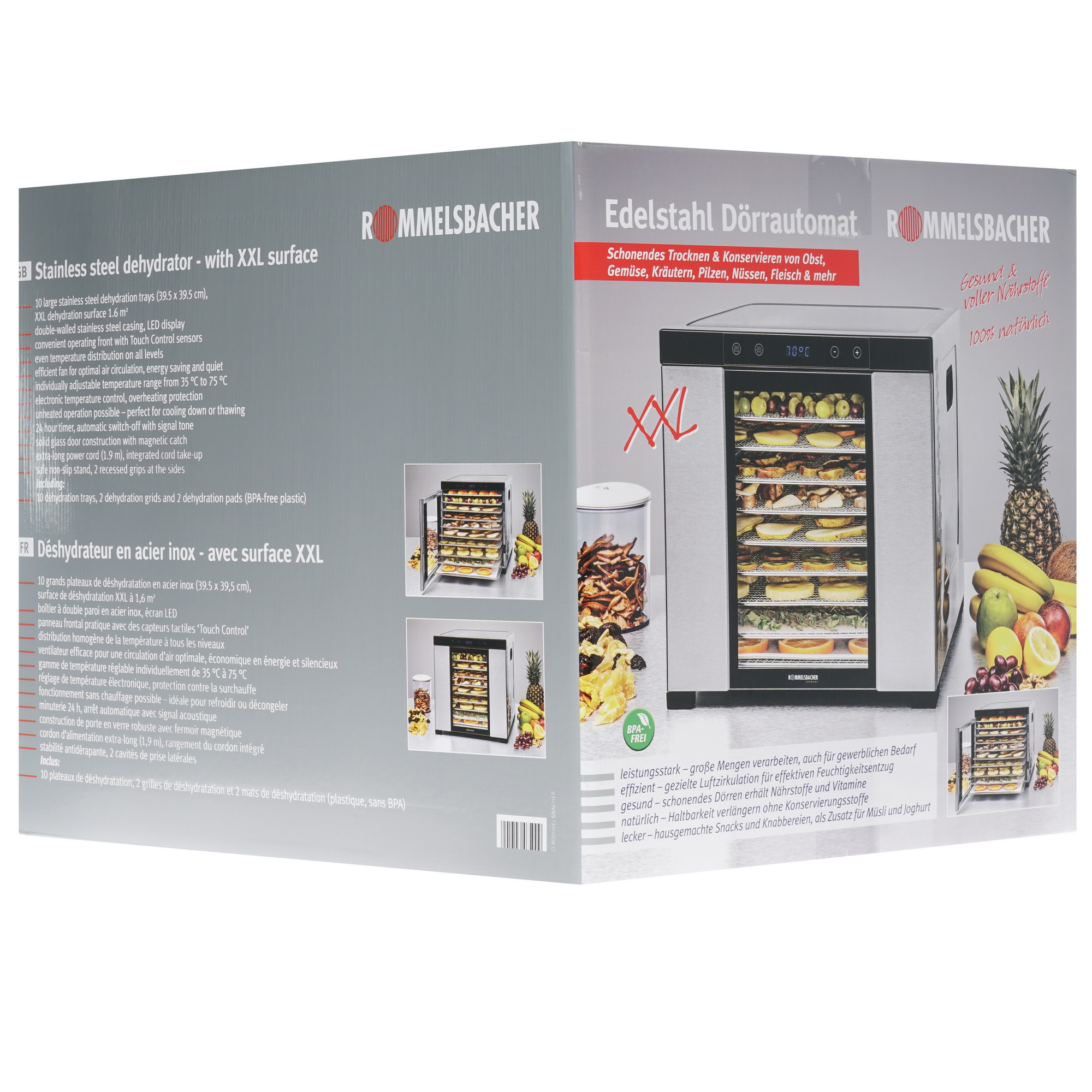 8159731 Сушилка для овощей и фруктов Rommelsbacher DA 1000 серебристый STDN-0028990 - Вид №7