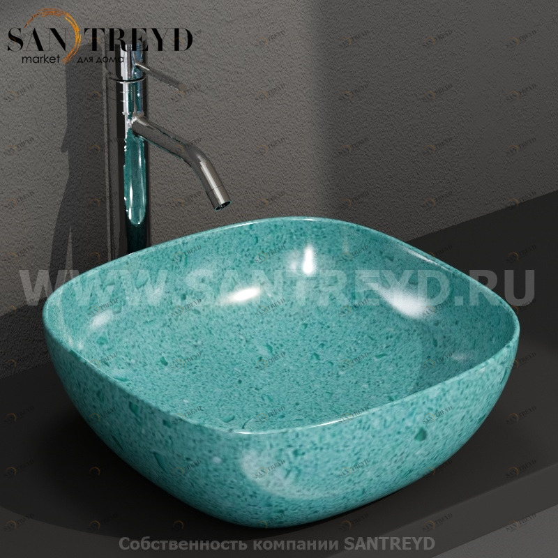 B6Q43GT Накладная раковина на столешницу  квадратная Ceramica Globo T-EDGE