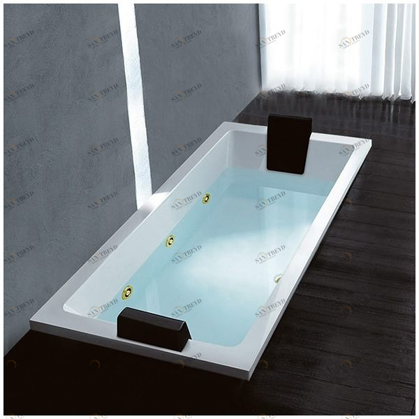 Ванна Gruppo treesse Quadra 180 V078B-DX-GD белая с золотой фурнитурой и гидромассажем  и дезинфекцией прямоугольная встроенная правая STXV078BDXGD