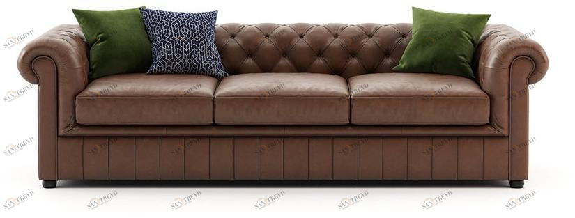 Laskasas Стеганый 3-местный кожаный диван sun-id-1503264