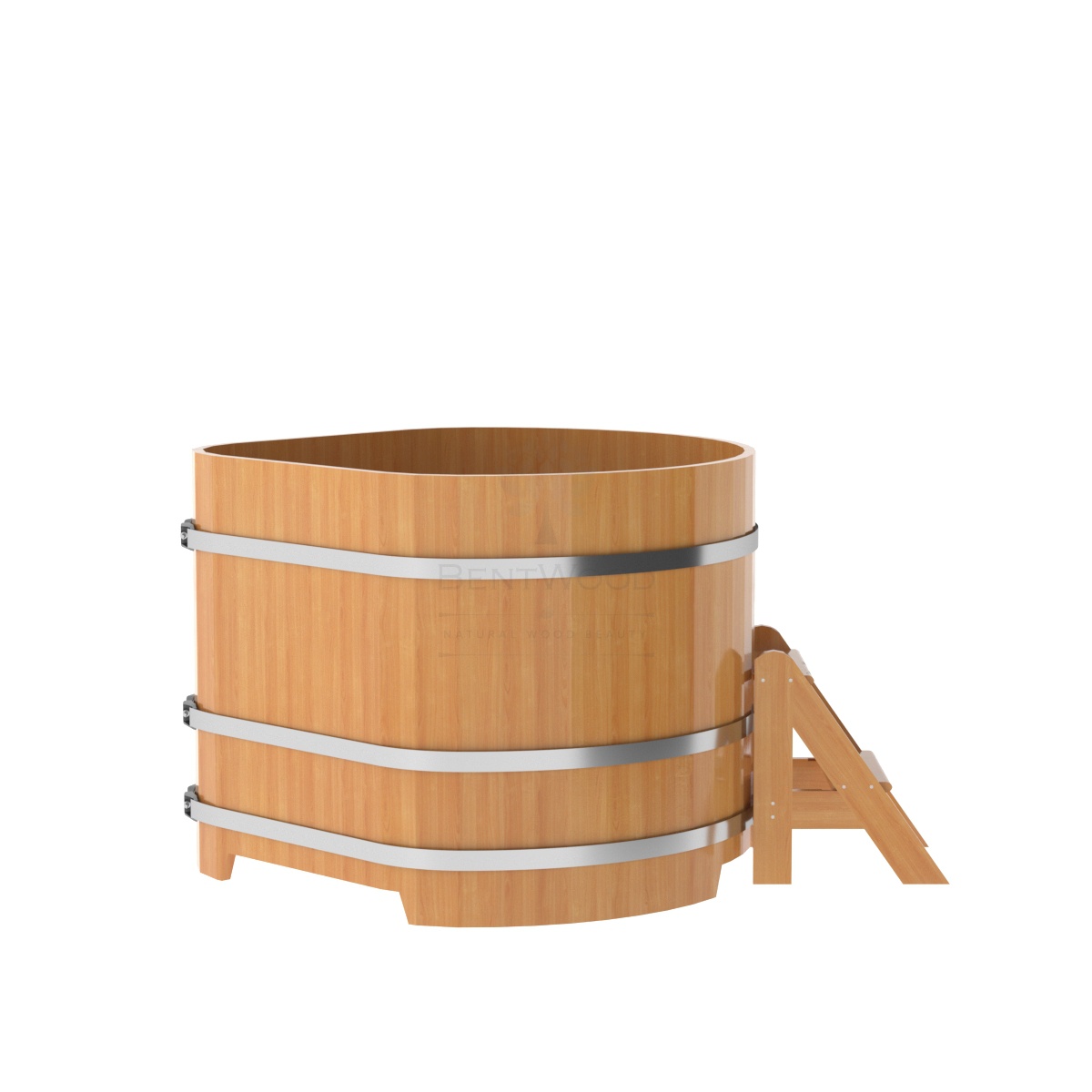 1230 Купель угловая из лиственницы 1,19х1,19х1,0 натуральная премиум Alyarus  - Вид №2