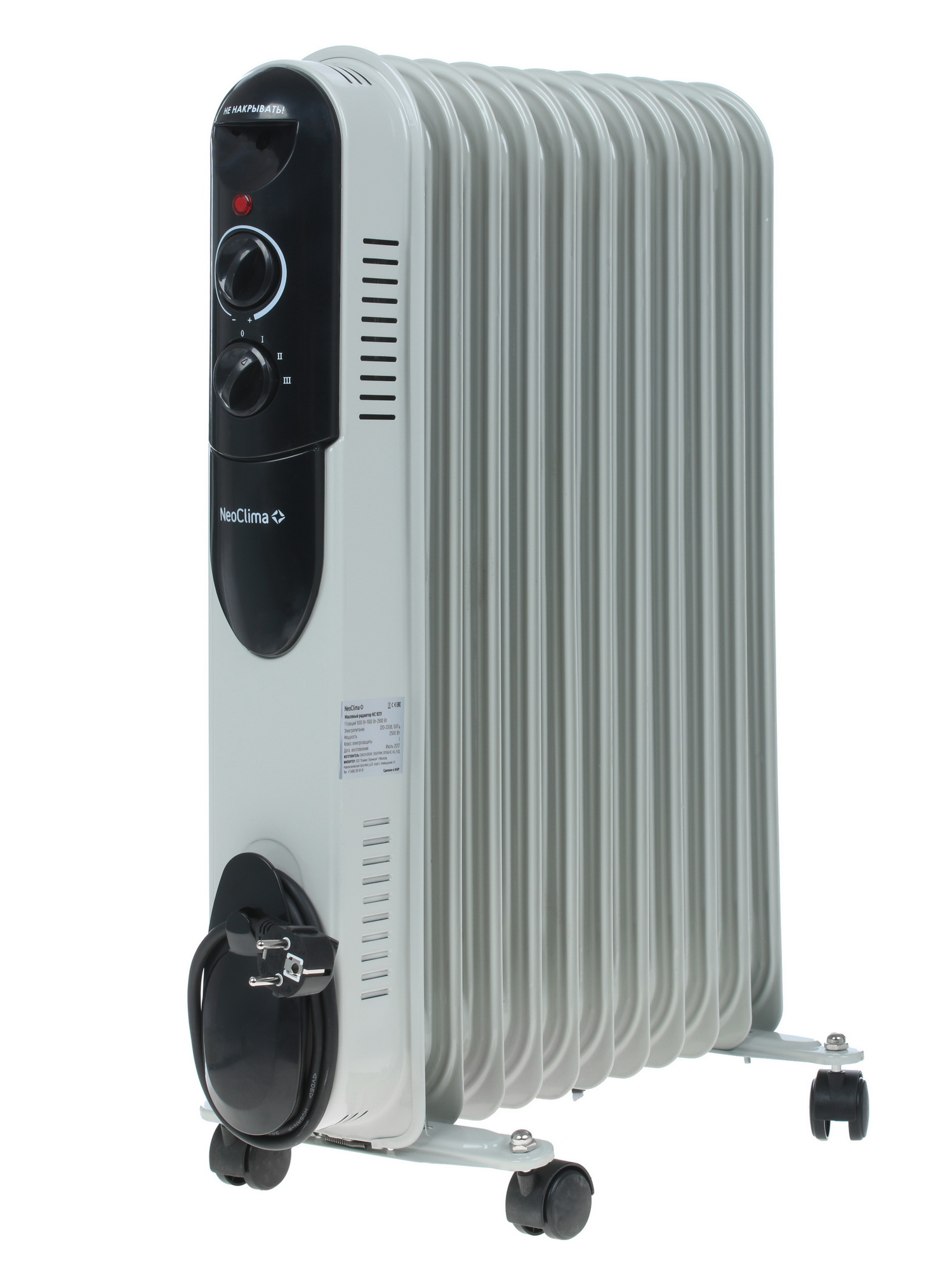1268099 Масляный обогреватель Neoclima NC 9311 белый STDN-0149166 - Вид №2