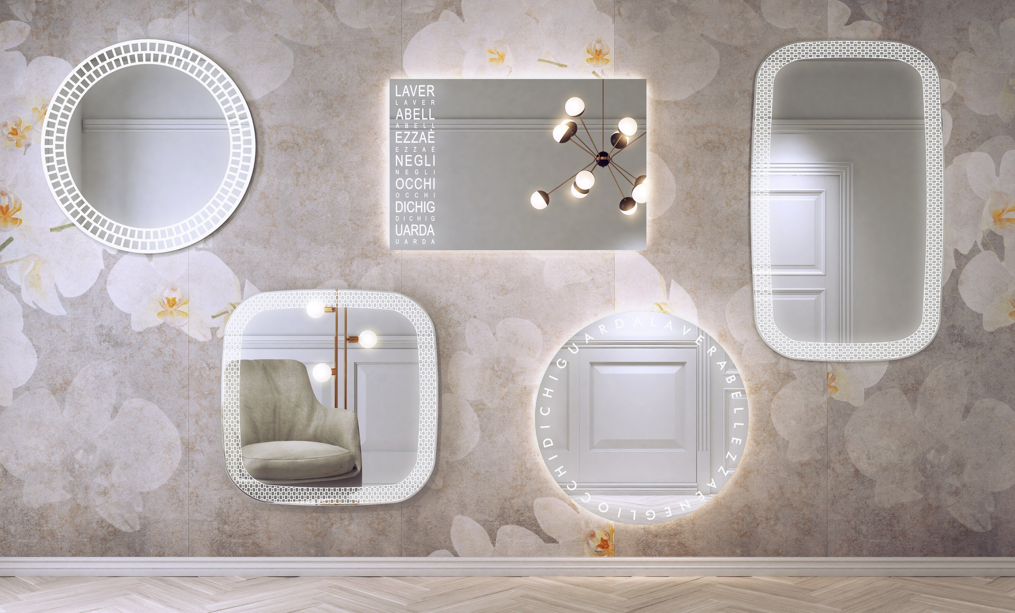 Квадратное зеркало со встроенным освещением для ванной комнаты ARTELINEA RI-TRATTI ARCH-00015200 - Вид №1