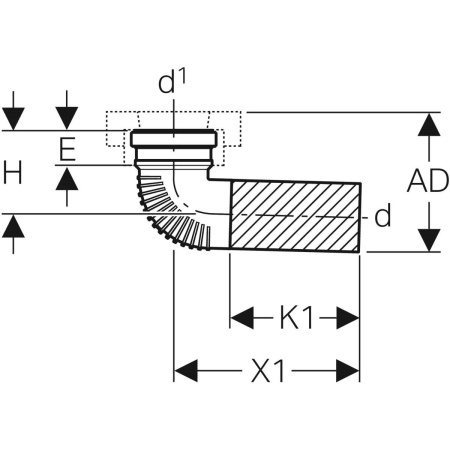 310.970.00.1 Присоединительный комплект Geberit горизонтальный, с противоконденсатной изоляцией и конической приемной воронкой Geberit  - Вид №2