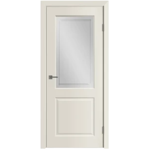 Дверь межкомнатная Мона остекленная эмаль цвет слоновая кость 80x200 см (с замком и петлями)