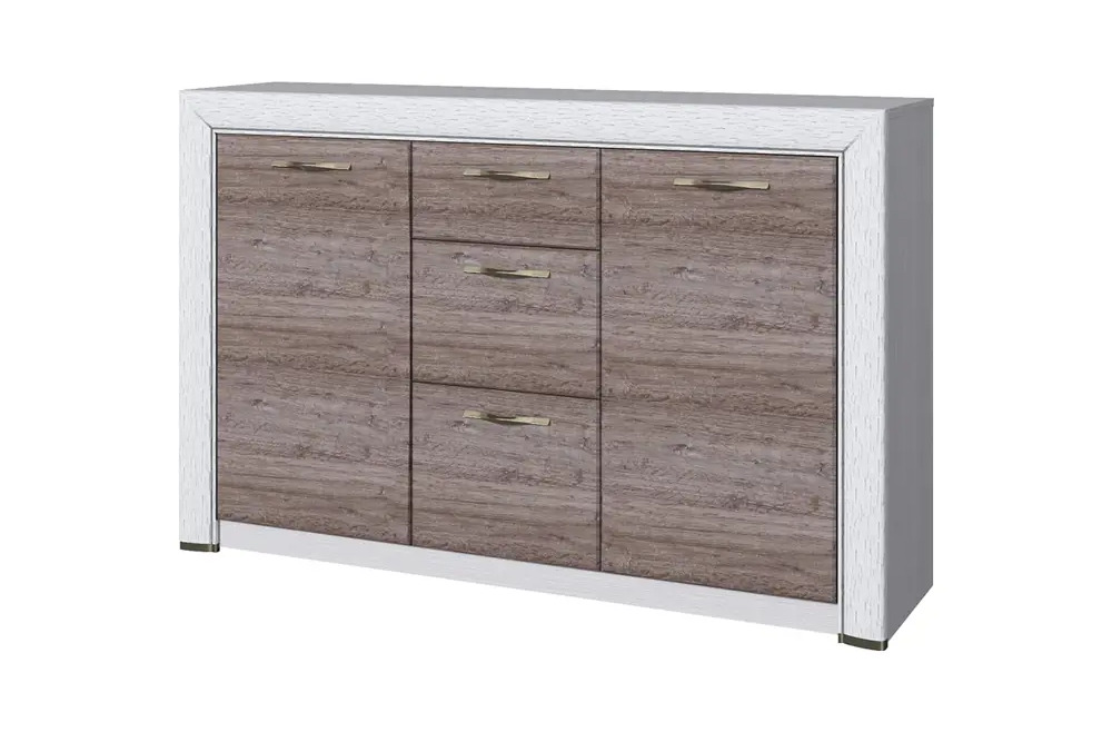 91733242 Тумба Anrex Olivia 2D3S 3 ящика 135.80x36.30x87.30 ЛДСП цвет вудлайн крем/дуб анкона STLM-1085697
