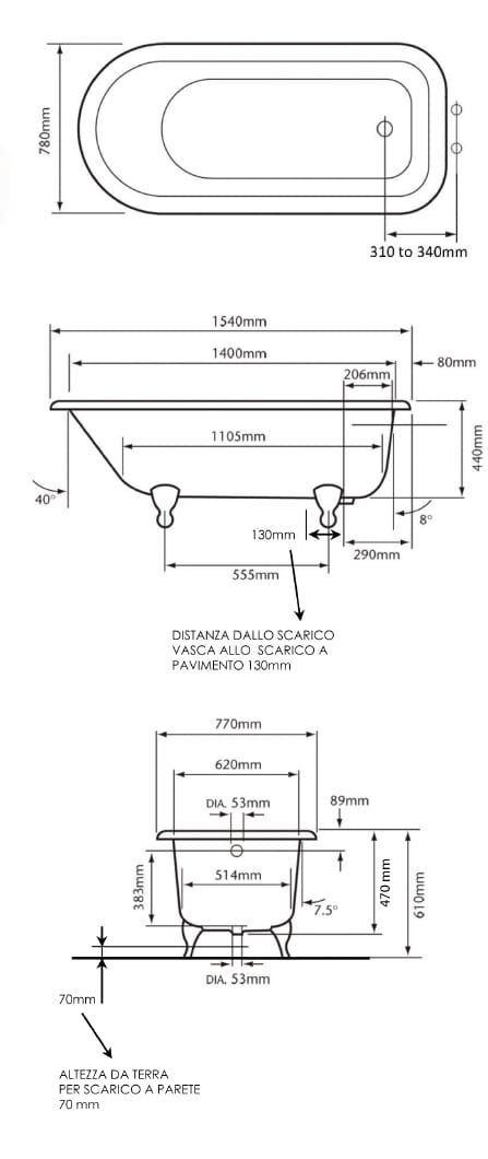 Чугунная ванна на ногах Gaia Mobili Complements ARCH-00135946 - Вид №1