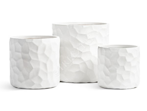 41.1020-0038-WH-36 Кашпо  ERGO - серия Comb - Цилиндр - Белый камень Цветочная коллекция