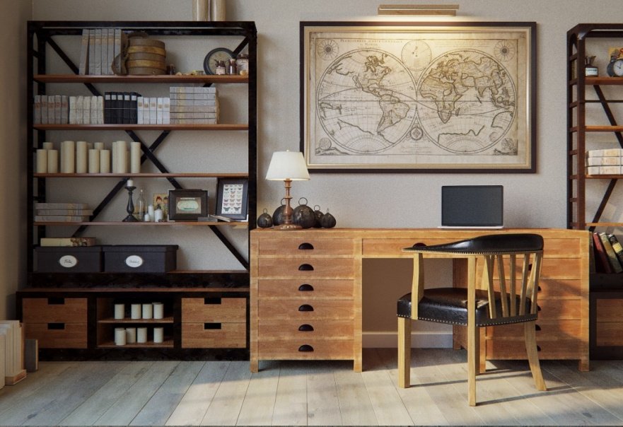 Письменный стол с ящиками деревянный, дуб Jordan FURNITERA ПИСЬМЕННЫЕ СТОЛЫ FURNITERA 120335 Дуб  - Вид №4