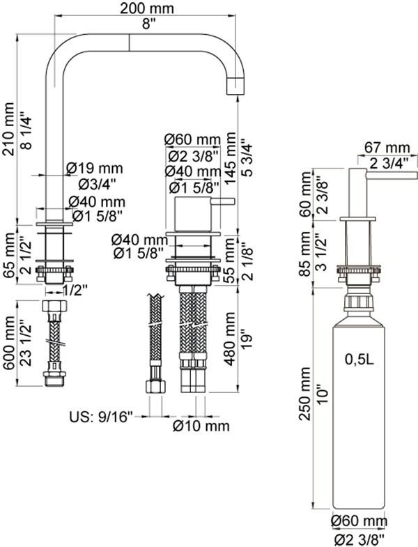 VOLA Смеситель для раковины на 3 отверстия sun-id-1355773 - Вид №4
