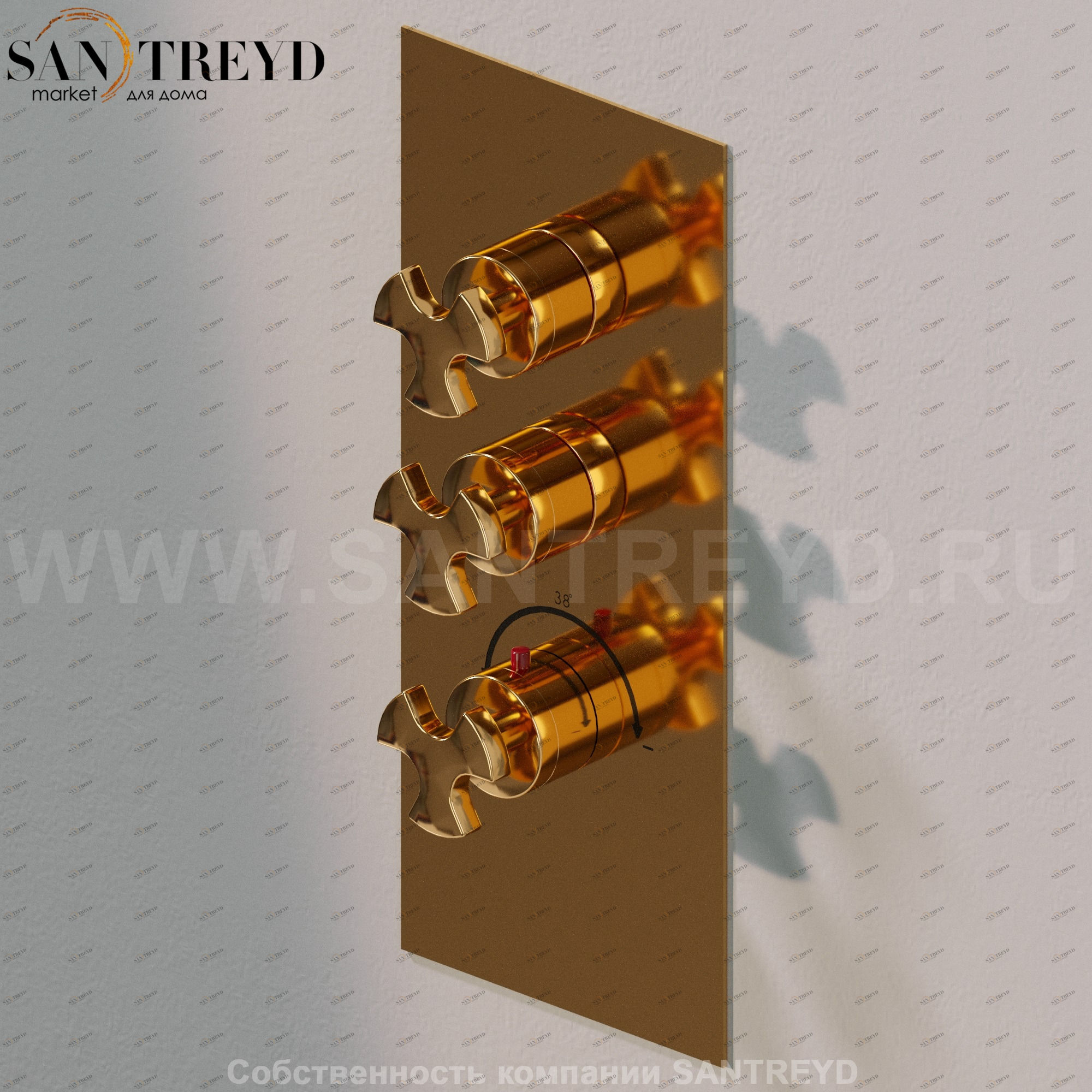 Flaminia EVERGREEN Термостат золотой EGBT2 Ceramica Flaminia